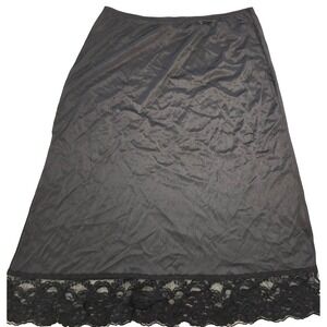 90s‎ Vintage Vassarette Half Slip Women's Medium Black Lace Trim Nylon Skirt USA